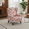 Modern Accent Chair with Retro Wood Legs for Living Room, Floral Upholstered Armchair with Wing Back Design for Bedroom or Office - Koiai - 3 of 4