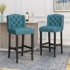 31 Inch Bar Stools Set Of 2,Fabric Upholstered Kitchen Chairs With Tufted Wingback,Armless Living Room Chairs,Rubberwood Dining Bar-Cuddlewood - 2 of 4