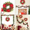 TackView 16" Christmas Wreath for Front Door, Xmas Door Wreath with Balls, Artificial Flowers, for Fireplace Wall Window Holiday Decoration - 2 of 4