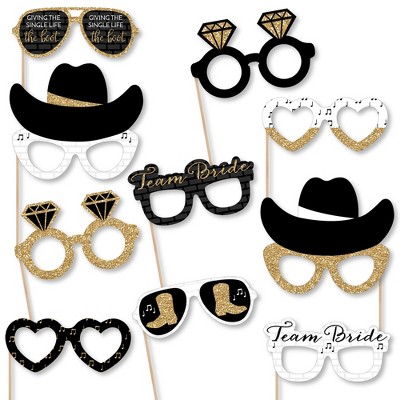 Big Dot of Happiness Nash Bash Glasses - Paper Card Stock Nashville Bachelorette Party Photo Booth Props Kit - 10 Count