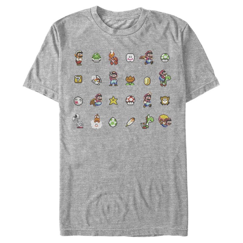 Men's Nintendo Super Mario Items and Characters Panel T-Shirt, 1 of 5