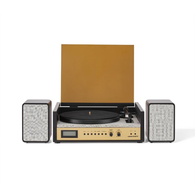 Crosley Coda Shelf System Vinyl Record Player - Black/Gold, 1 of 20