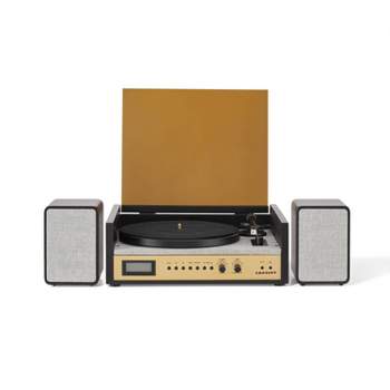Crosley Coda Shelf System Vinyl Record Player - Black/Gold
