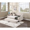 Daybed with Trundle Polyester Tufted Sofa Bed, with Button and Copper Nail on Arms full Size Beige - 4 of 4