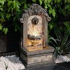 LuxenHome 27" H Gray Resin Classic Wall Freestanding Outdoor Water Fountain with Lights - 2 of 4