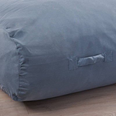 Blue Water-Resistant Large Rectangular Lounger Bean Bag with Handles