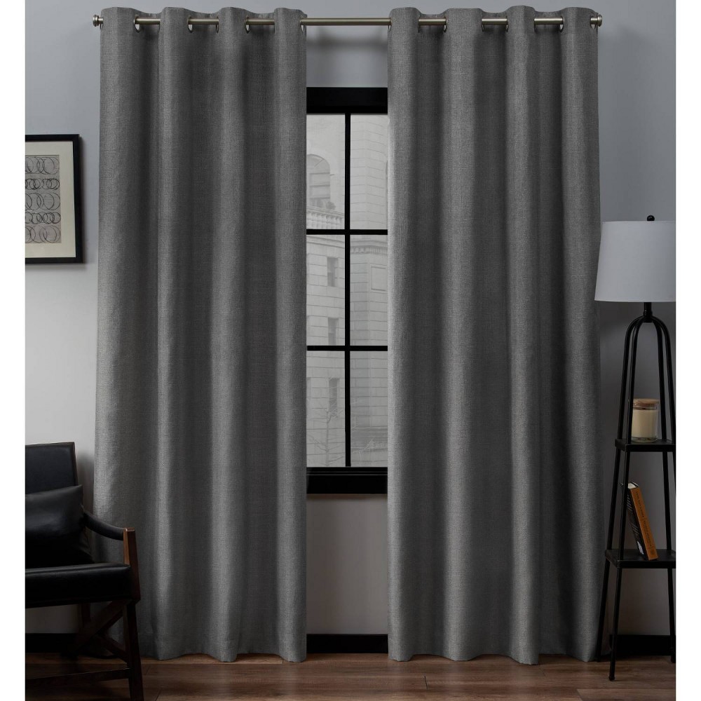 Photos - Curtains & Drapes Set of 2  Loha Linen Grommet Top Light Filtering Curtain Panel Da(96"x52")