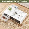Modern Rectangular Coffee Table with Storage of Drawers & Doors, Faux Marble Design Living Room Table, Adjustable Metal Legs - 2 of 4