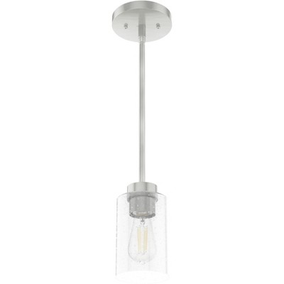 Hartland Brushed Nickel Mini Jar Pendant with Seeded Glass