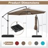 Costway 10 FT Solar Offset Hanging Umbrella Patio Cantilever Umbrella with 32 LED Lights Brown/Turquoise/Beige/Gray/Red - 3 of 4