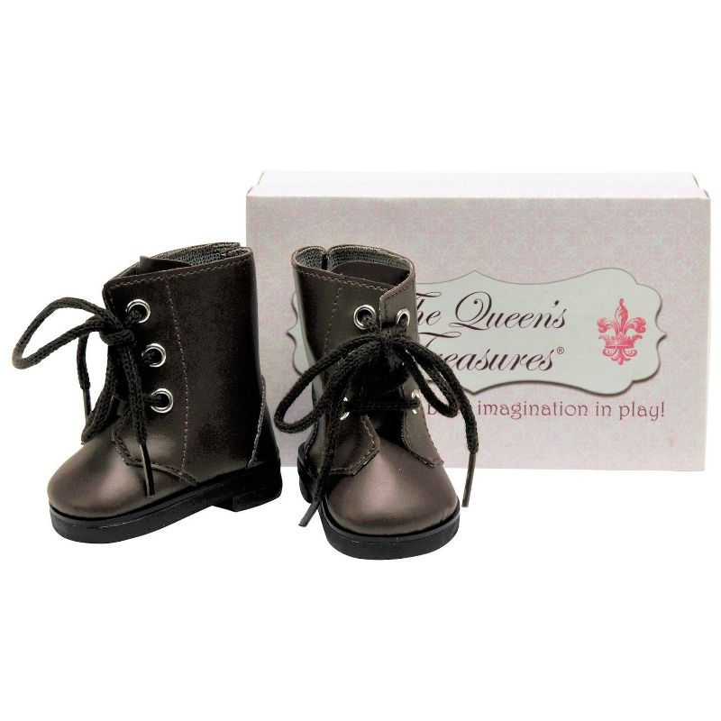 The Queen's Treasures 18 Inch Doll Shoes Brown Lace Up Boots and Shoe Bo, 1 of 8