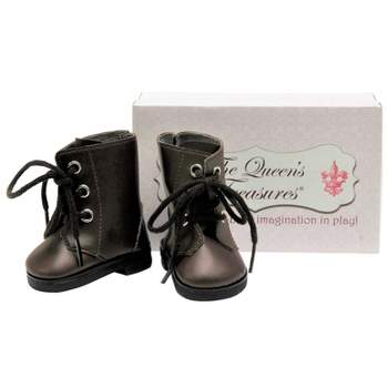 The Queen's Treasures 18 Inch Doll Shoes Brown Lace Up Boots and Shoe Bo