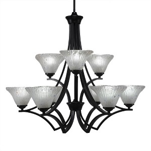 Toltec Lighting Zilo 9 - Light Chandelier in  Matte Black with 7" Frosted Crystal Shade - 1 of 1