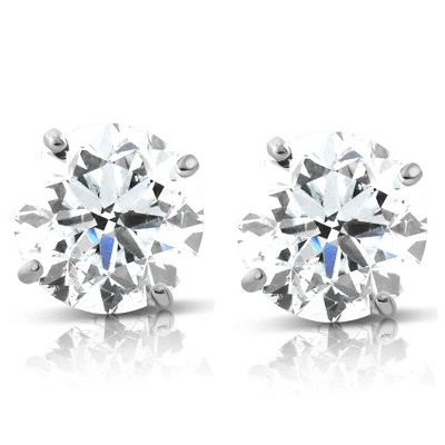 Pompeii3 1.70 cttw 14K White Round Cut Studs Earrings Screw Back