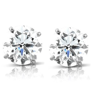 Pompeii3 1.70 cttw 14K White Round Cut Studs Earrings Screw Back - 1 of 4