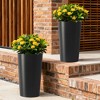 ORRD 2 Pack Tall Square Planters 21.7 Inch, Modern Outdoor Large Flower Pots, Matte Black Tapered Garden Planter Box for Indoor Outdoor Patio - 4 of 4