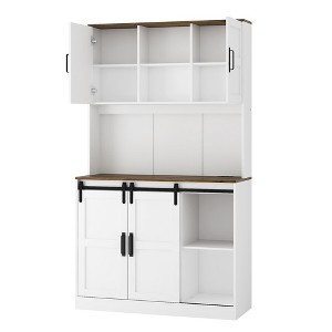 NicBex 72 Inch Tall Kitchen Pantry Storage Cabinet with Sliding Barn Door and Open Shelves for Dining Room,Bathroom,Kitchen,White - 1 of 4