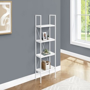 SEVOBAL Decorative Bookshelf Tall Bookshelf Modern Four Tier Bookcase with Sleek Shelving for Living Room, White, 23.75"*12"*48" - 1 of 4