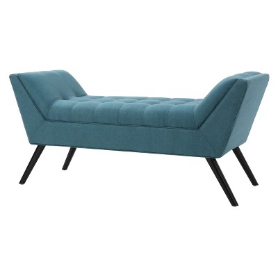Gwyneth Dark Teal Polyester and Birch Fabric Bench