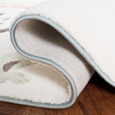 Ivory Animal Design Square Kids Area Rug, 4' x 4'
