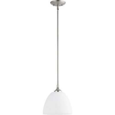 Quorum Lighting Enclave 1-Light Pendant, Satin Nickel, Glass Shade