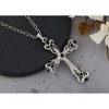 Alilang Vintage-Inspired Gothic Cross Pendant Necklace with Black Crystal Accents - 3 of 4