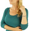 ELYA Women's Polished Dangling Heart Charms Steel Bracelet - 3 of 4