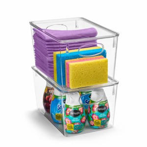 Sorbus Large Clear Plastic Storage Bins with Lids and Handles for Cleaning Supplies - Conquer Clutter, Enhance Organization and Style - 1 of 4