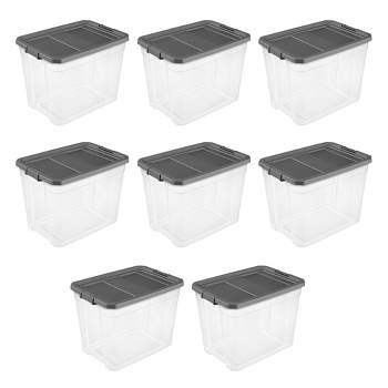 Sterilite 30 Quart Plastic Stacker Box, Lidded Storage Bin Container For  Home And Garage Organizing, Shoes, Tools, Clear Base & Gray Lid, 6-pack :  Target
