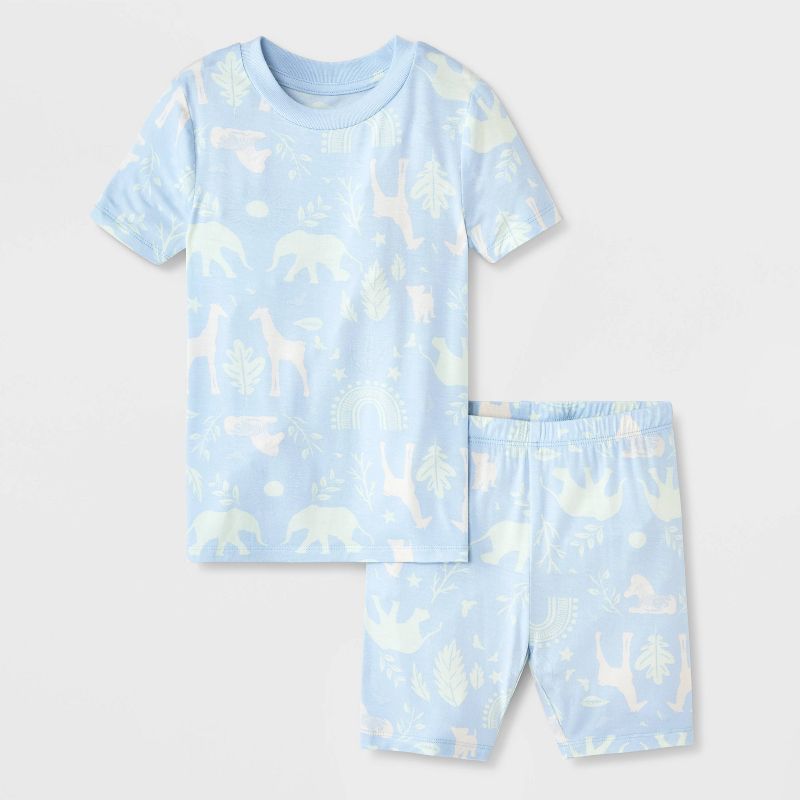 Baby 2pc Animal Planet Safari Animal Cuteness Pajama Set - Light Blue 12M