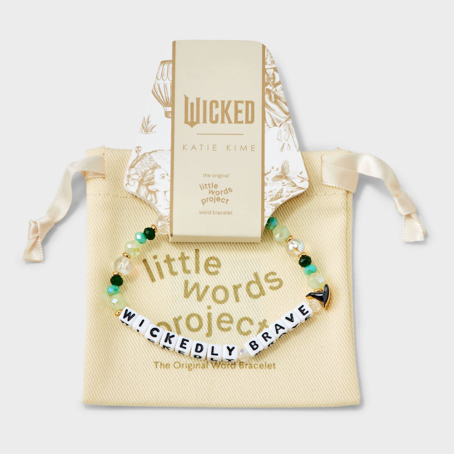 Little Words Project x Wicked "Wickedly Brave" Beaded Bracelet - Black/Green/White