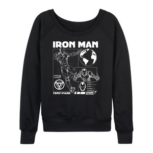 Women's - Marvel - Iron Man Schematic Lightweight French Terry Slouchy - 1 of 4