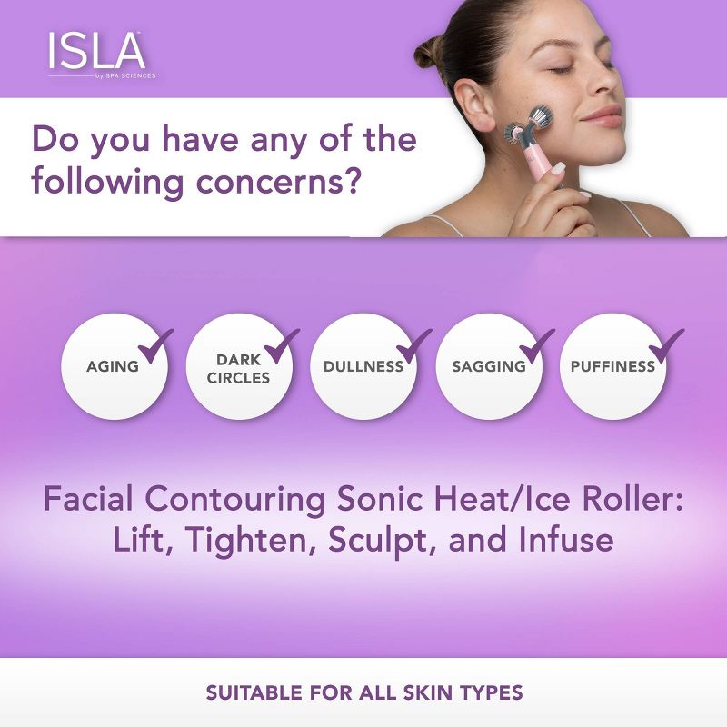 Spa Sciences ISLA Sonic Contouring Roller with Heat/Cooling Detachable Globes, 5 of 12