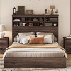 Streamdale Queen Size Wooden Platform Bed with Storage Headboard,American Country Style Bed with USB Charging Ports,Dark Walnut - 2 of 4