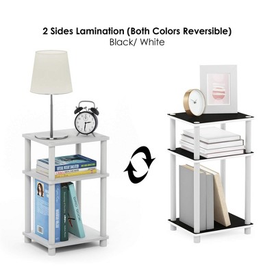 Modern Black and White 3-Tier Wood End Tables, Set of 2