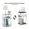 Furinno 2 PCS Nightstand 3-Tier Black/White Reversible Sofa Side End Table W/Open Storage Shelf - 2 of 4