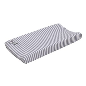 Little Love by NoJo Sweet Deer - Grey, White Stripe Plush Changing Pad Cover with Pink Deer Applique - 1 of 3