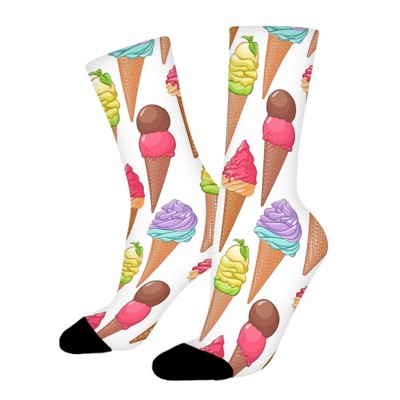 Pattern Of Varied Colorful Ice Women Printed Crew Socks Funny Funky Socks Soft Polyester Novelty Gifts for Artists Men