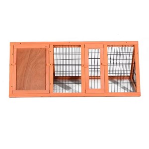 Garvee Wooden Chicken Coops, Chicken Hutch Outdoor with Run and 2 Doors, Ventilating Wire, Quail, Rabbit Hideout for Small Animals, Red - 1 of 4