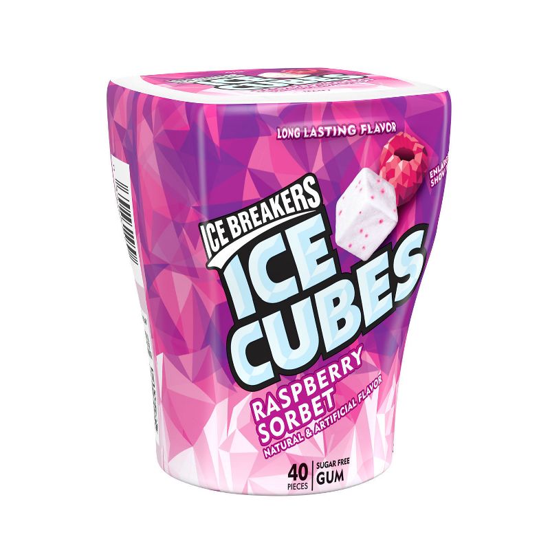 Ice Breakers Ice Cubes Raspberry Sorbet Sugar Free Gum - 40ct, 1 of 4