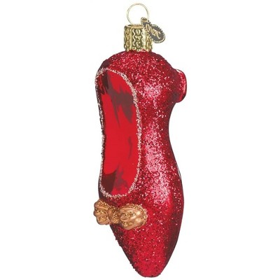 Old World Christmas Glass Blown Ornament for Christmas Tree, Red Slipper