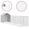 vidaXL Outdoor Dog Kennel Silver Galvanized Steel Large - 6.6‘ x 32.8‘ x 8.2‘ - 3 of 4