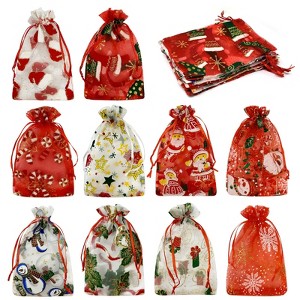 Wrapables 4 x 6 Holiday Organza Drawstring Gift Bags, Set of 20 - 1 of 4