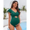 Ruffle Maternity Swimsuit One Piece High Waisted Pregnancy Bathing Suits Push Up Swimwear - 3 of 4