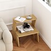 FONTOI End Table with Double Shelf for Living Room and Bedroom Featuring Smooth Natural Finish and Simple Design, Brown 13.78"*23.62"*23.62" - 2 of 4