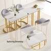 LOVMOR 5 Pcs Bar Table and Chairs Set, Modern Gold White Table with 4 Velvet Cushion Bar Stools - 4 of 4