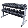 Body Solid Rubber Dumbbell Set with 2 Shelf Rack and Vinyl Mat - 5-50lbs - image 3 of 4