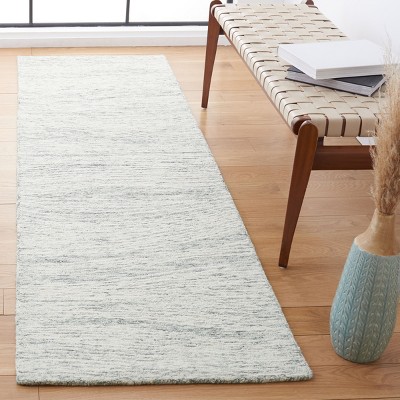 Handmade Dark Grey and Ivory Wool Runner Rug