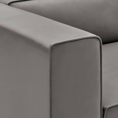 Expansive Gray Vegan Leather Left-Arm Lounge Chair
