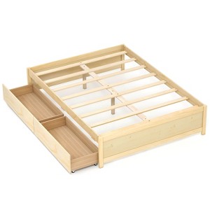 Safstar Full Size Wooden Platform Bed with 2 Rolling Storage Drawers Wood Slat Support - 1 of 1